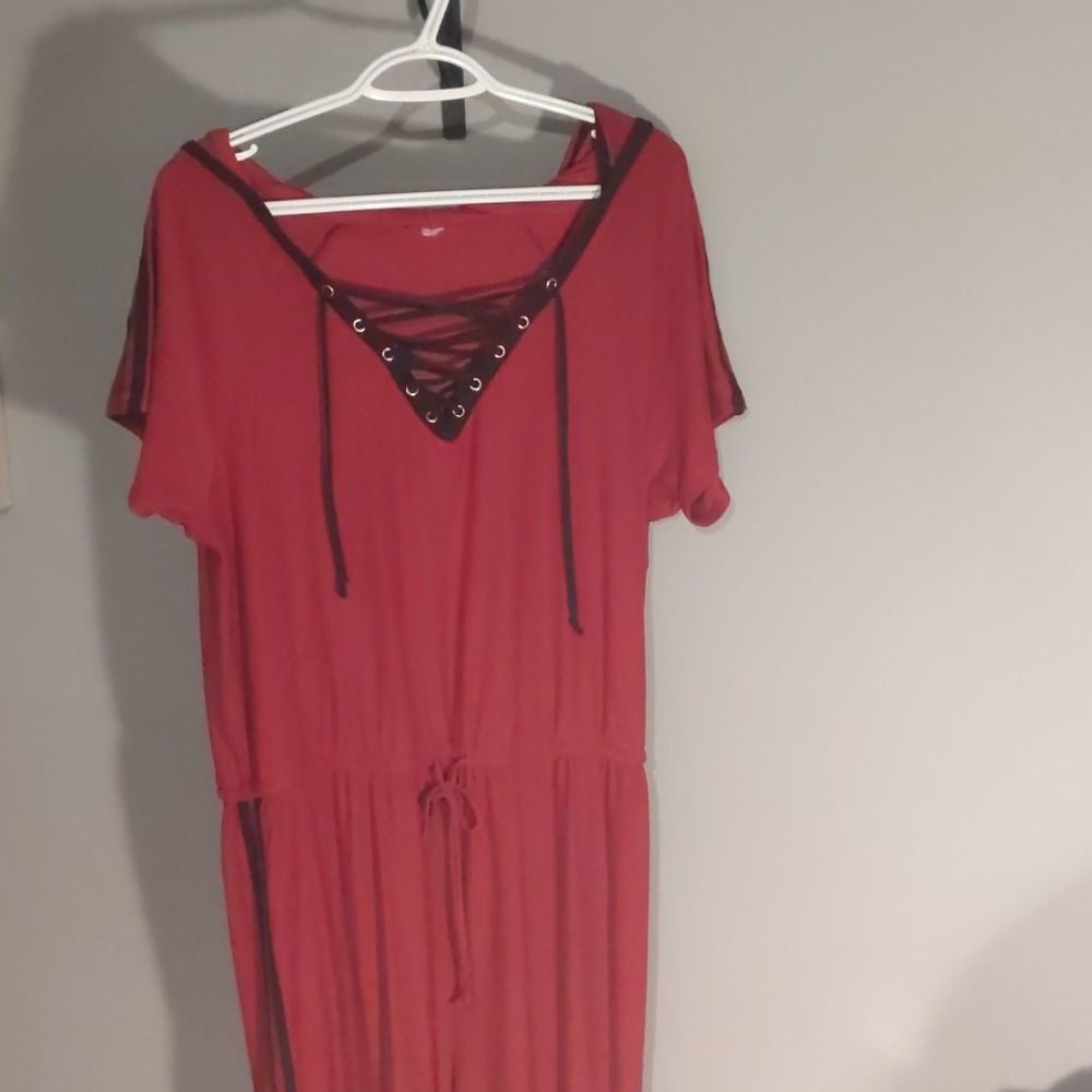 long maroon jumpsuit
